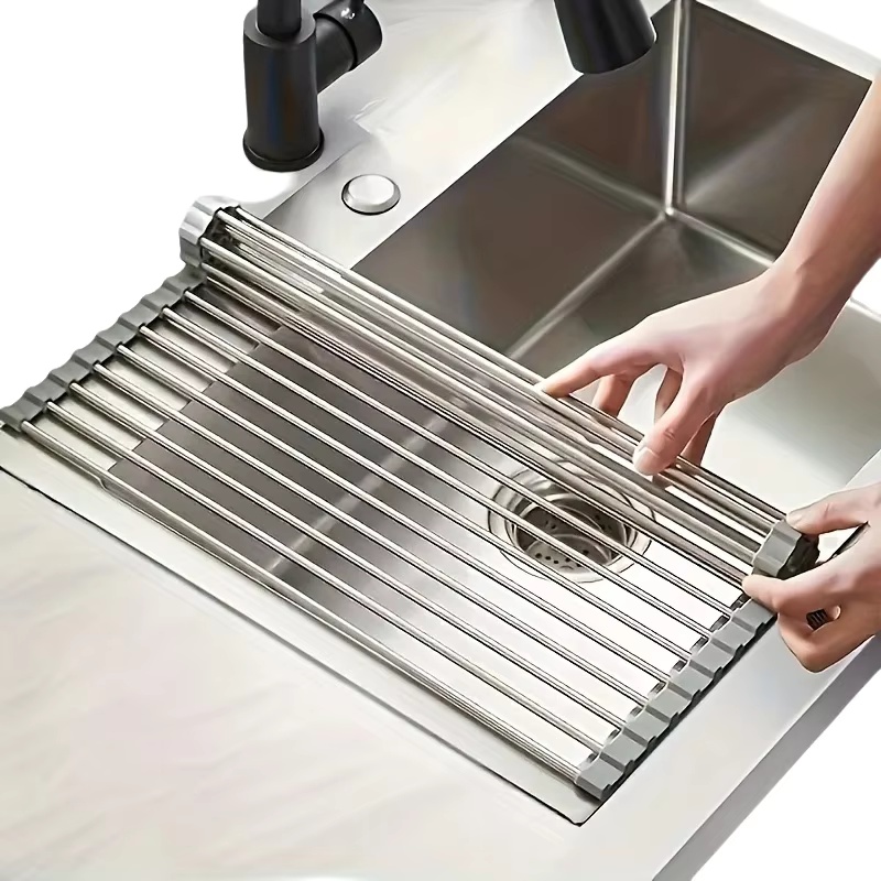 Commercial Kitchen Shelving - 1pc Foldable Stainless Steel Dish Drainer