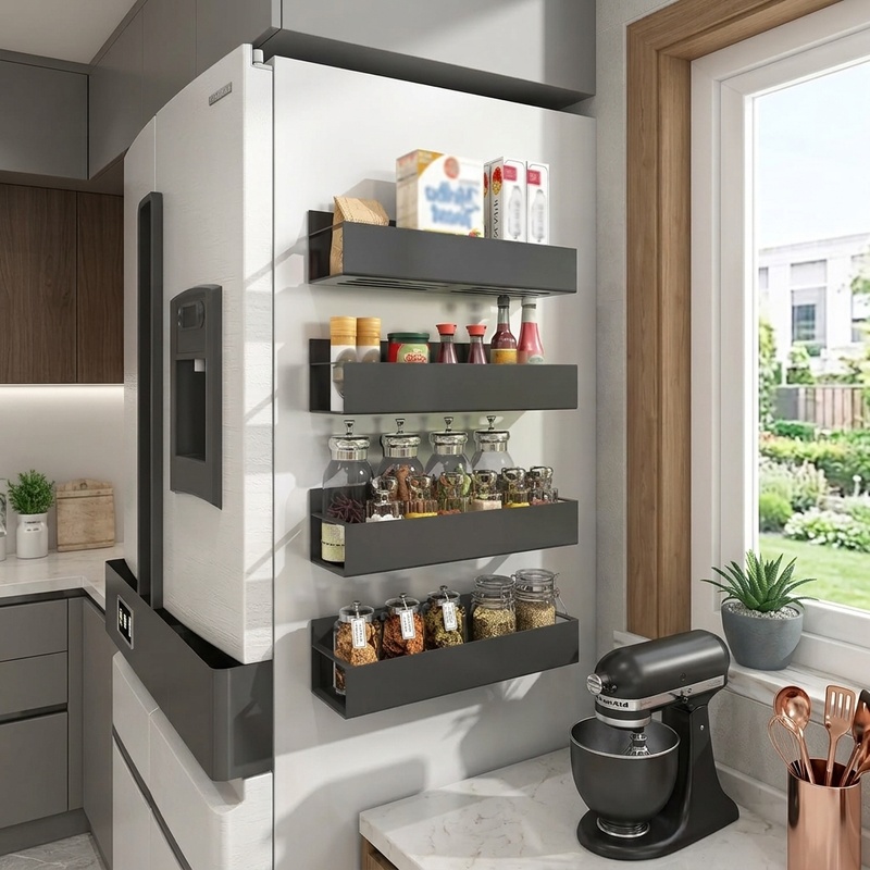 Commercial Kitchen Shelving - Magnetic Refrigerator Shelf Organizer Rack Strong