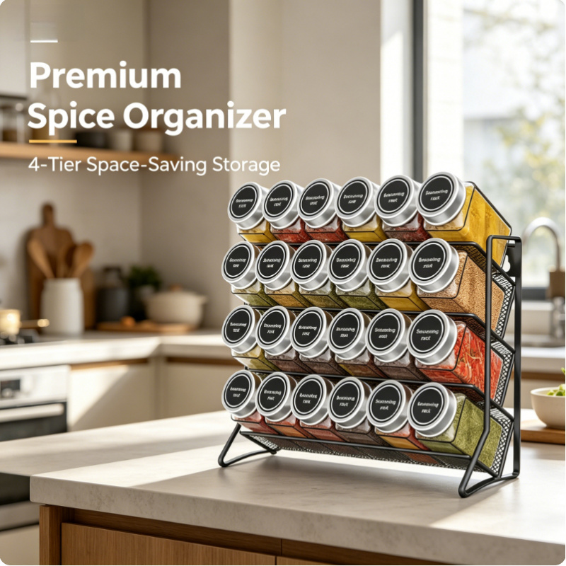 4 Tier Carbon Steel Spice Orga - Commercial Kitchen Shelving ulasan dan harga