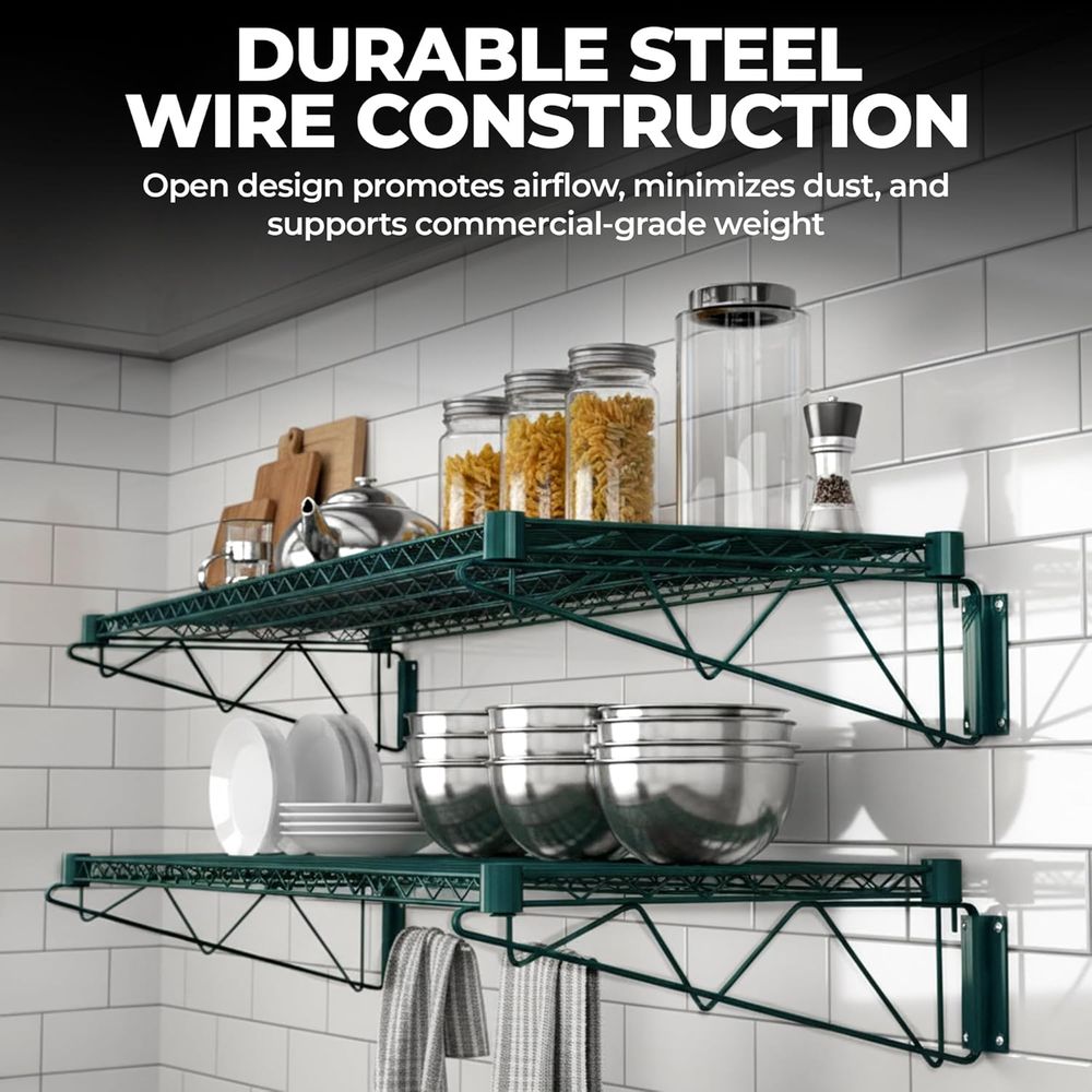 Premium Epoxy Green Wire Wall  - Wall Shelf Commercial Kitchen ulasan dan harga