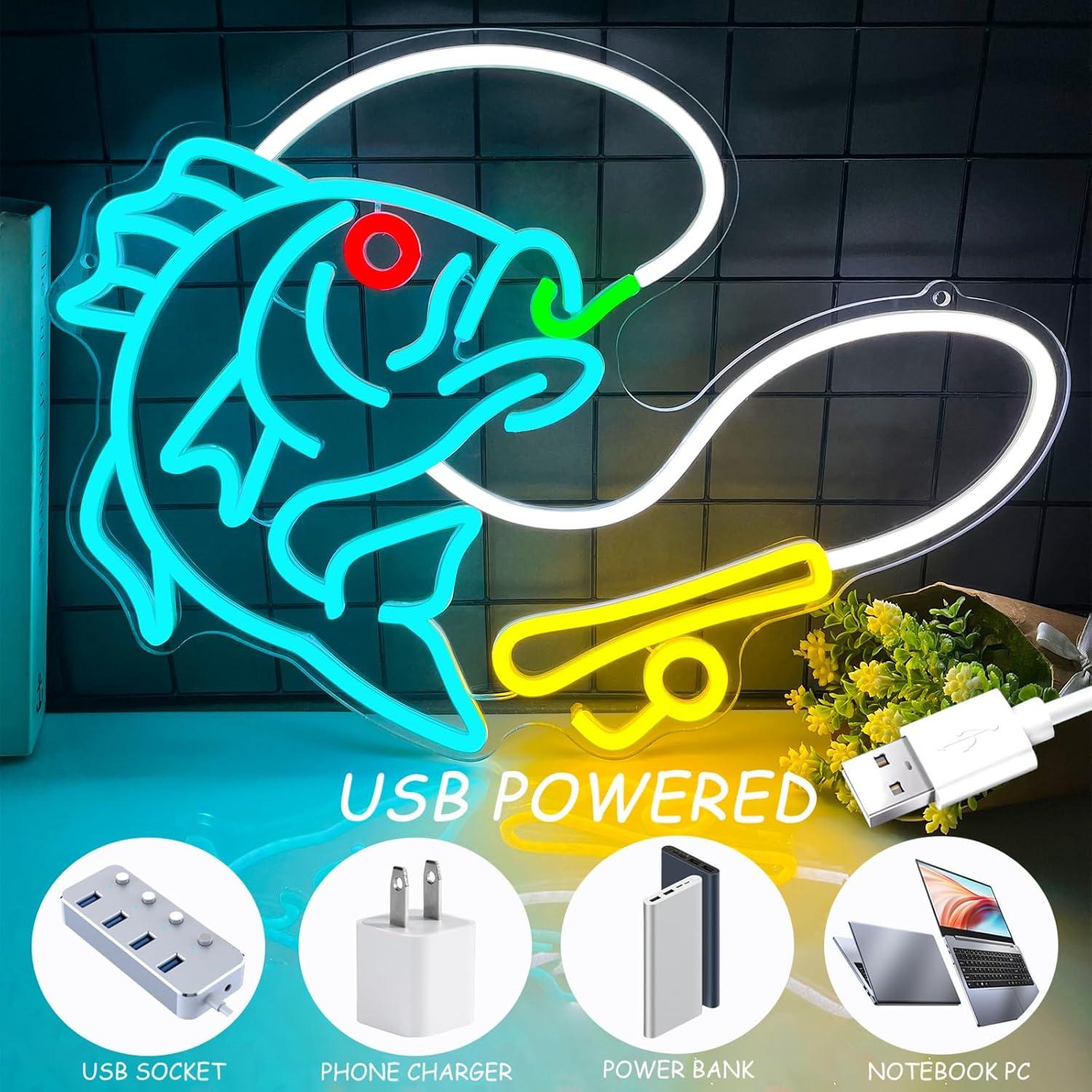 Fishing Neon Sign USB Dimmable - Commercial Kitchen Store ulasan dan harga