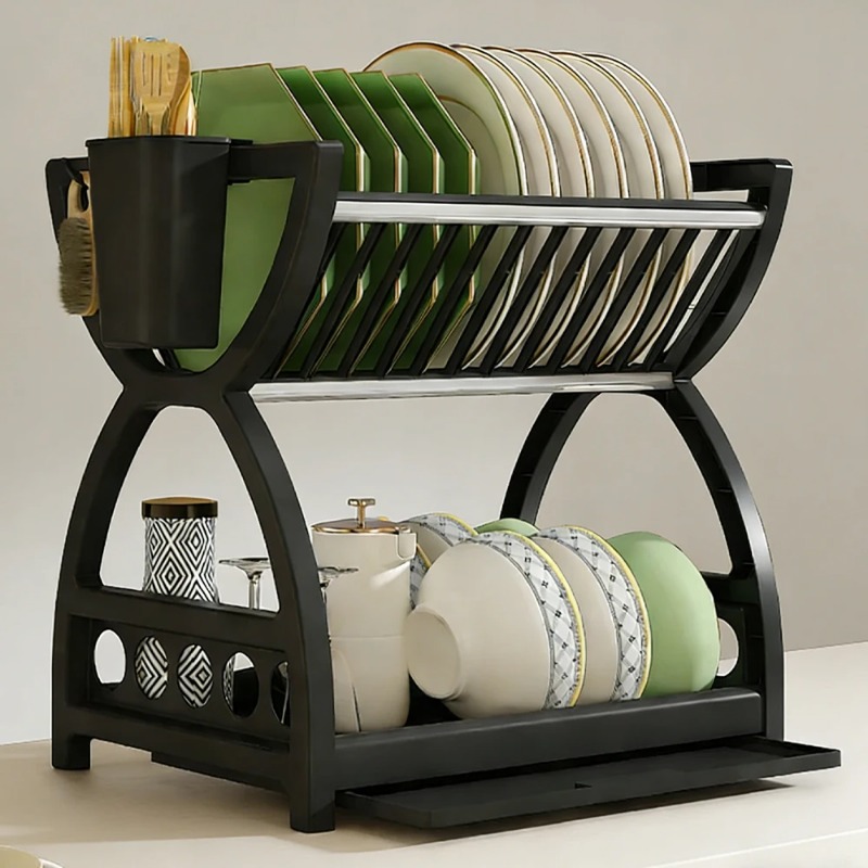 2 Tier Dish Drying Rack Kitche - Commercial Kitchen Shelving ulasan dan harga