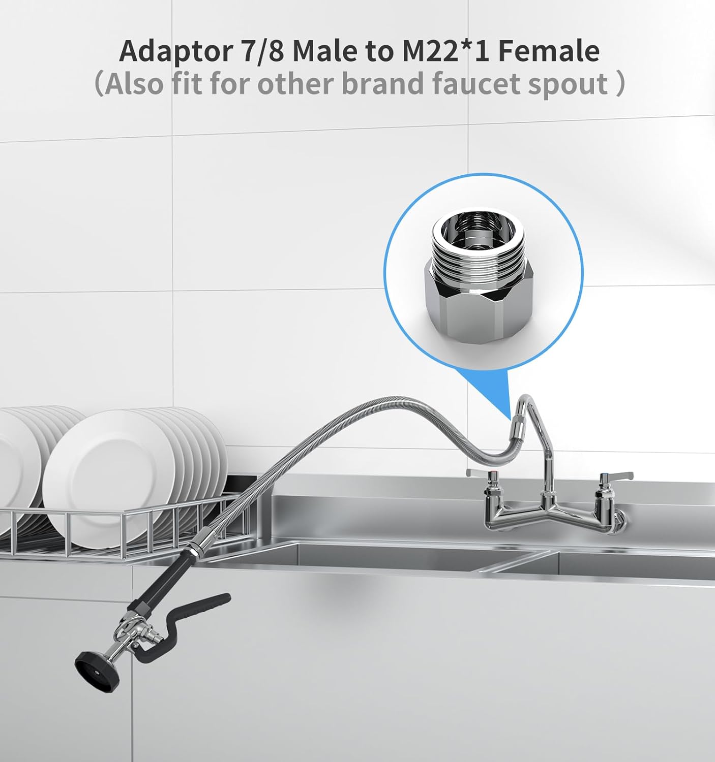 45” Stainless-Steel Hose with  - Commercial Kitchen Taps ulasan dan harga