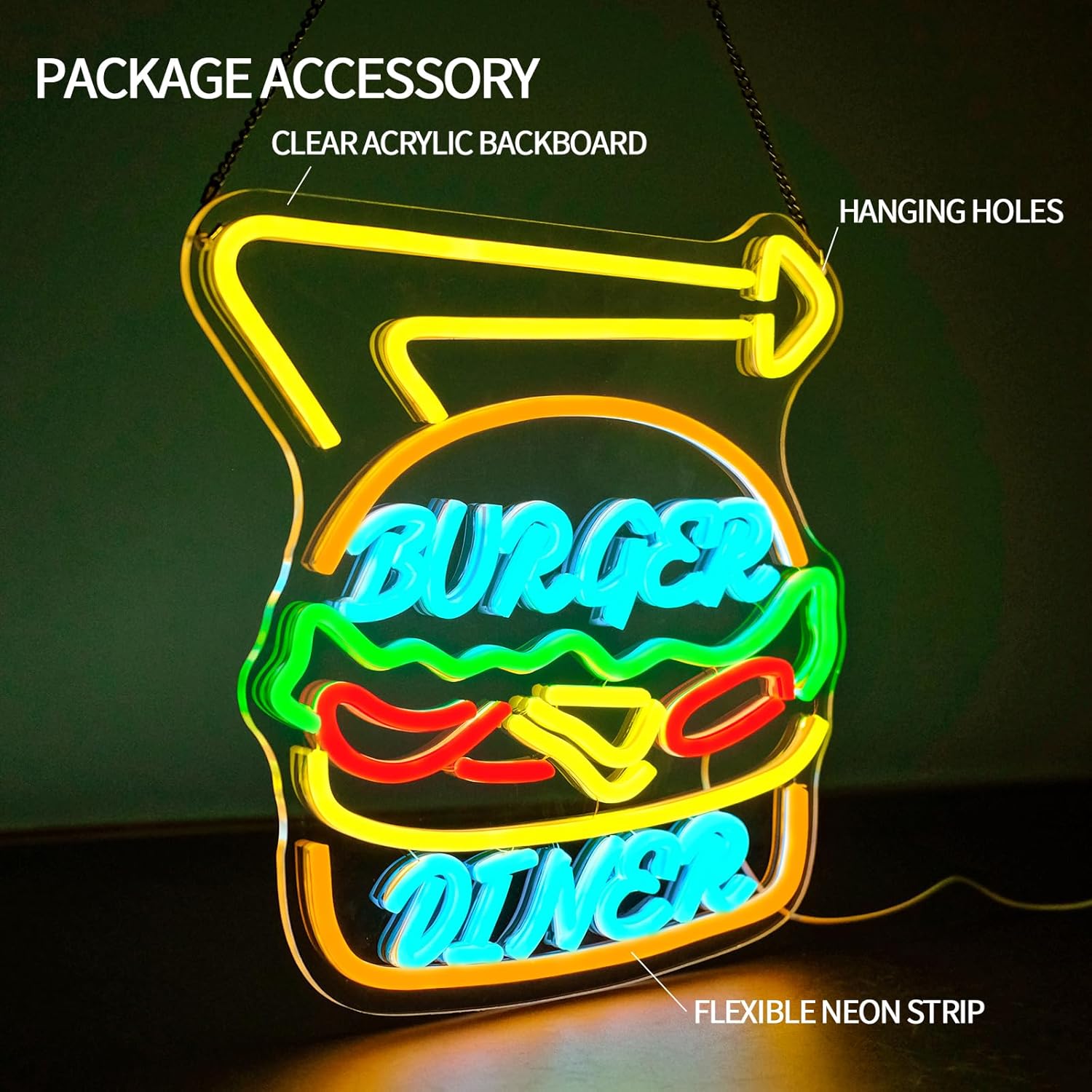 Burger Neon Sign Bussiness Art - Commercial Kitchen Store ulasan dan harga