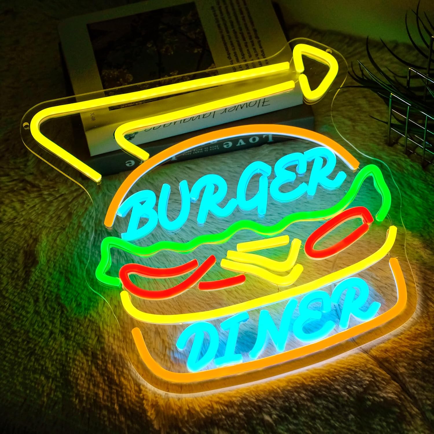 Burger Neon Sign Bussiness Art - Commercial Kitchen Store ulasan dan harga