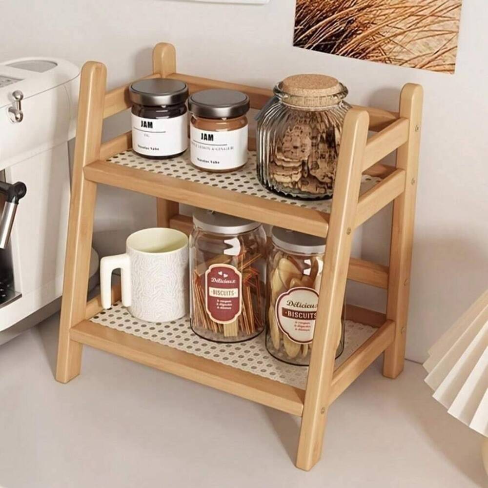 2-Tier Bamboo Countertop Stora - Commercial Kitchen Shelving ulasan dan harga