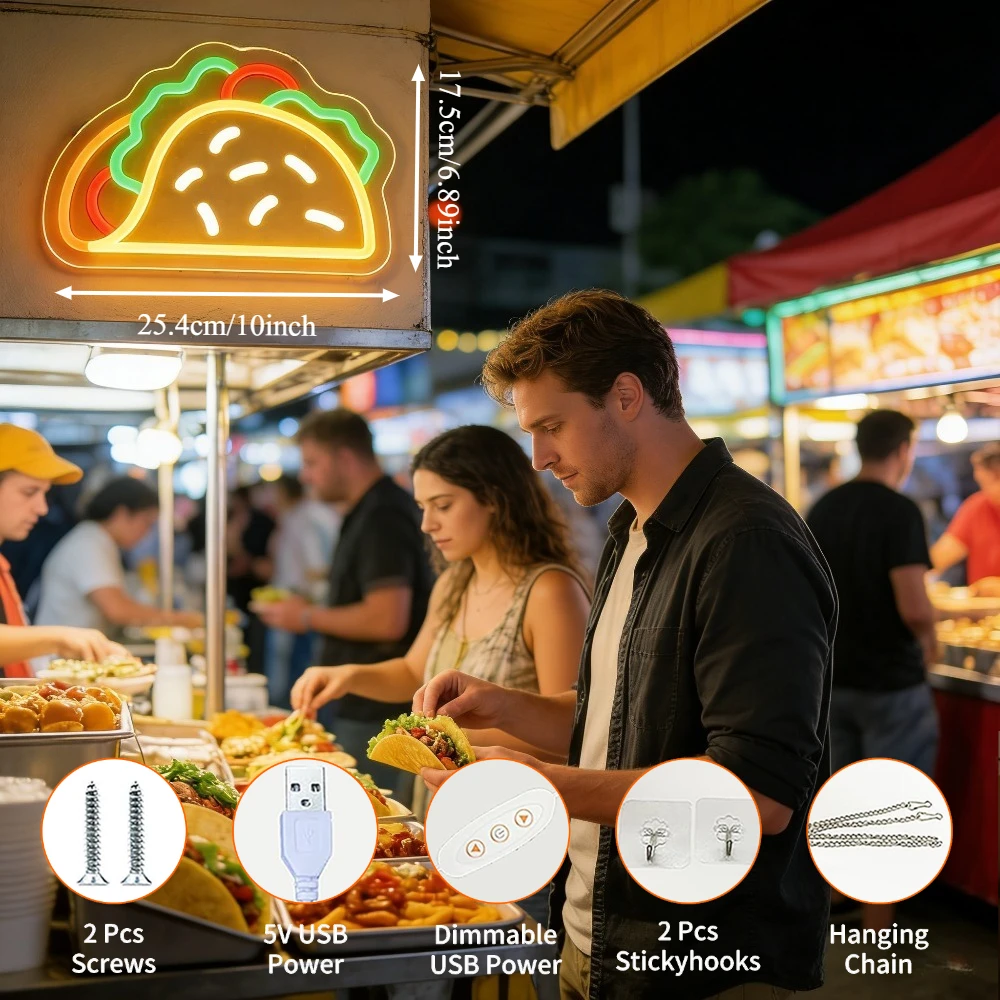 Taco Neon Sign LED USB Dimmabl - Commercial Kitchen Store ulasan dan harga
