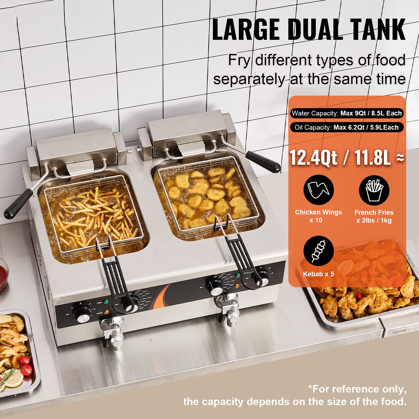 Commercial Deep Fryer 3500W, D - Commercial Kitchen Use ulasan dan harga