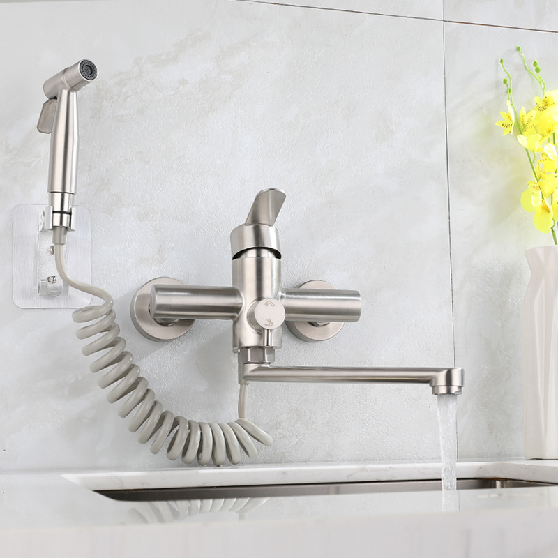 Brushed Nickel Wall Mount Sink - Commercial Kitchen Taps ulasan dan harga